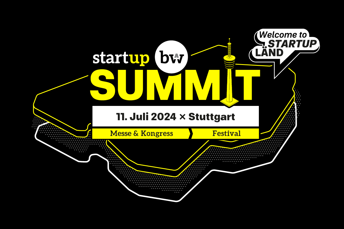 Das Logo des Start-up BW Summits in gelb auf schwarzem Hintergrund.